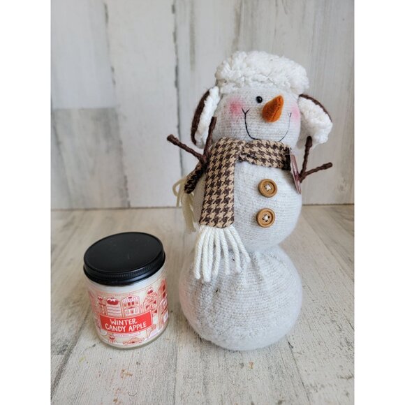 Tabletop snowman bath body works winter candy apple candle Xmas set decor - Picture 1 of 9